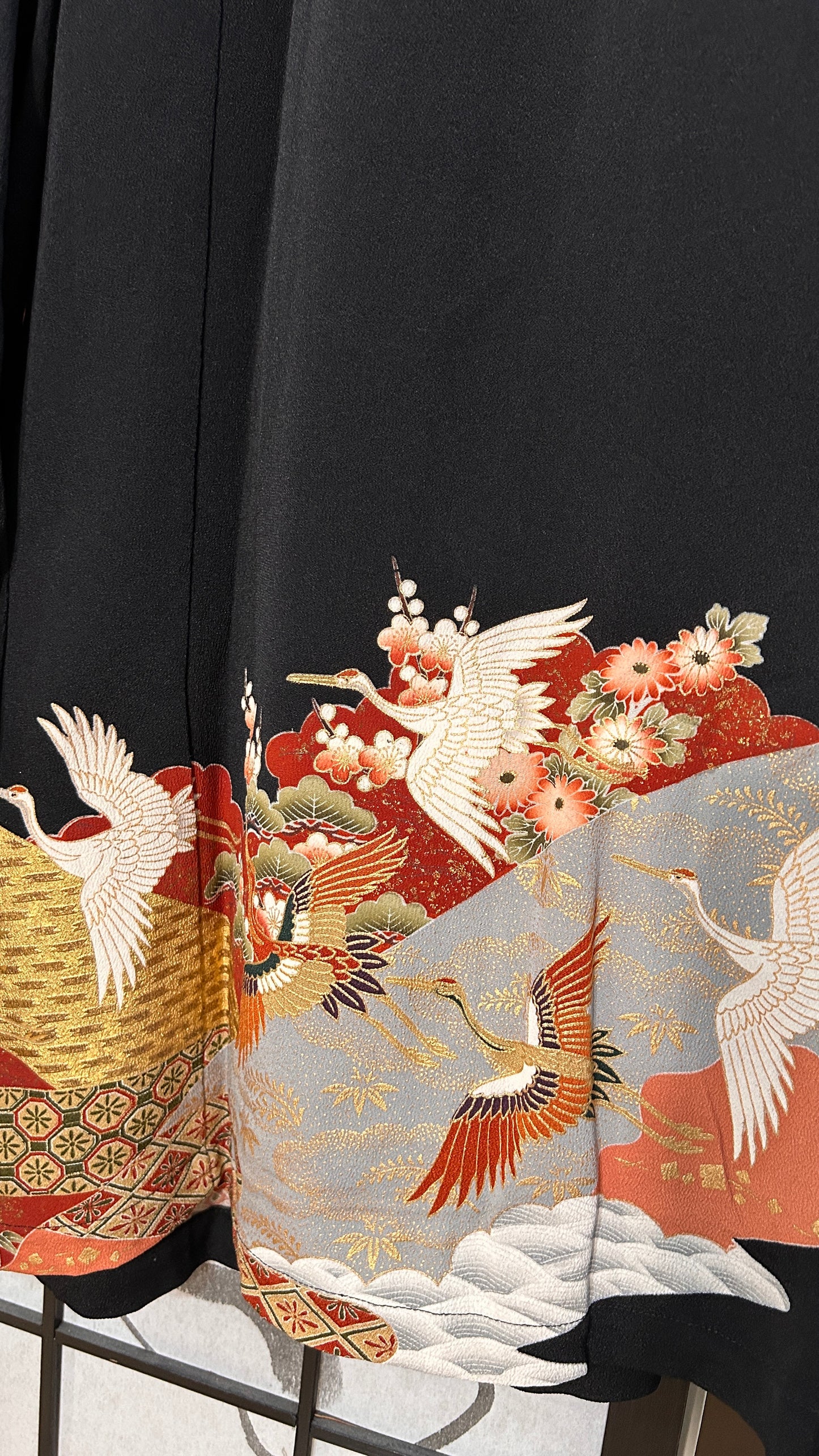 Palazzo Pants 2XLA (Waist 78-86 cm) Upcycled Kimono Black