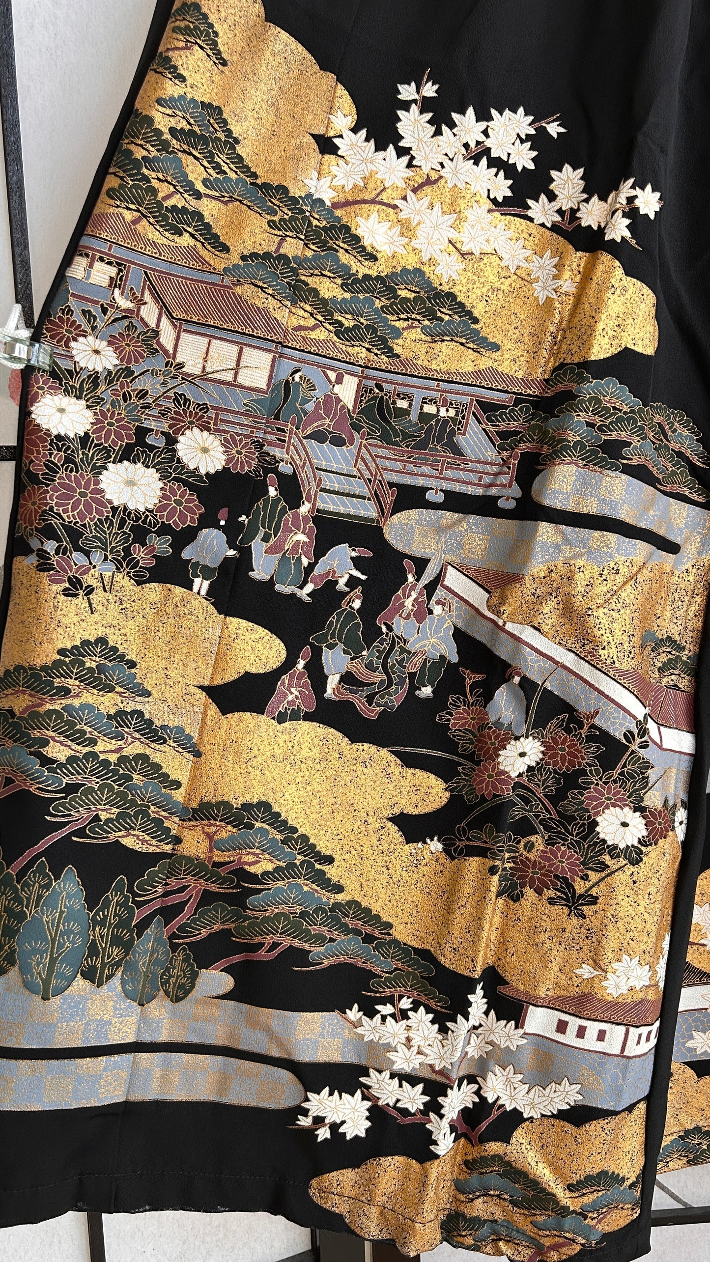 Palazzo Pants (Waist 63-71 cm) Upcycled Kimono Black