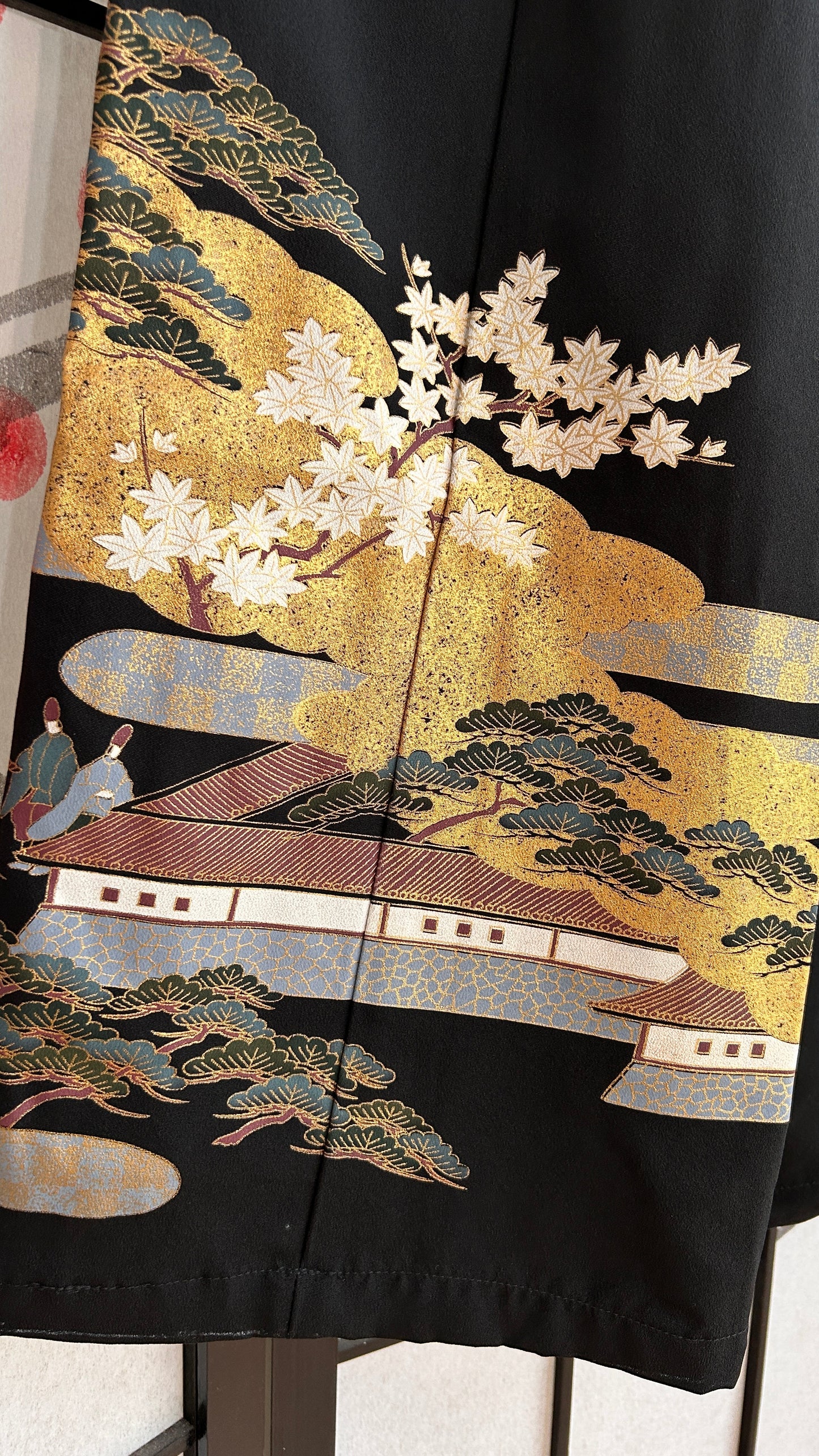 Palazzo Pants (Waist 63-71 cm) Upcycled Kimono Black