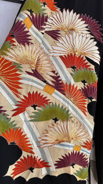 Palazzo Pants size S (Waist 63-71 cm) Upcycled Kimono Black