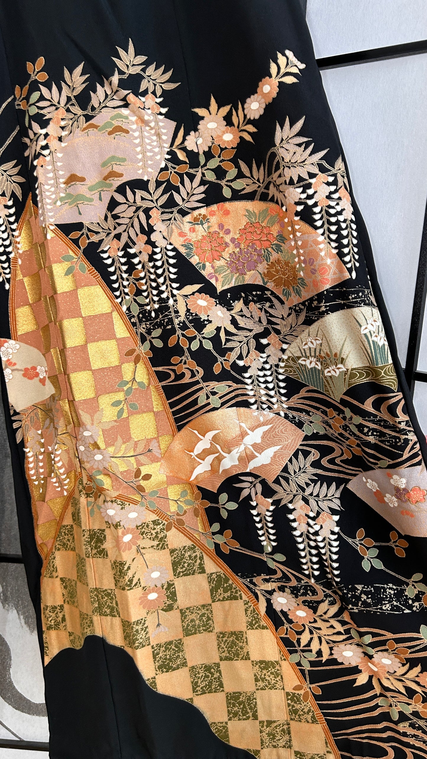 Palazzo Pants (Waist 63-71 cm) Upcycled Kimono Black