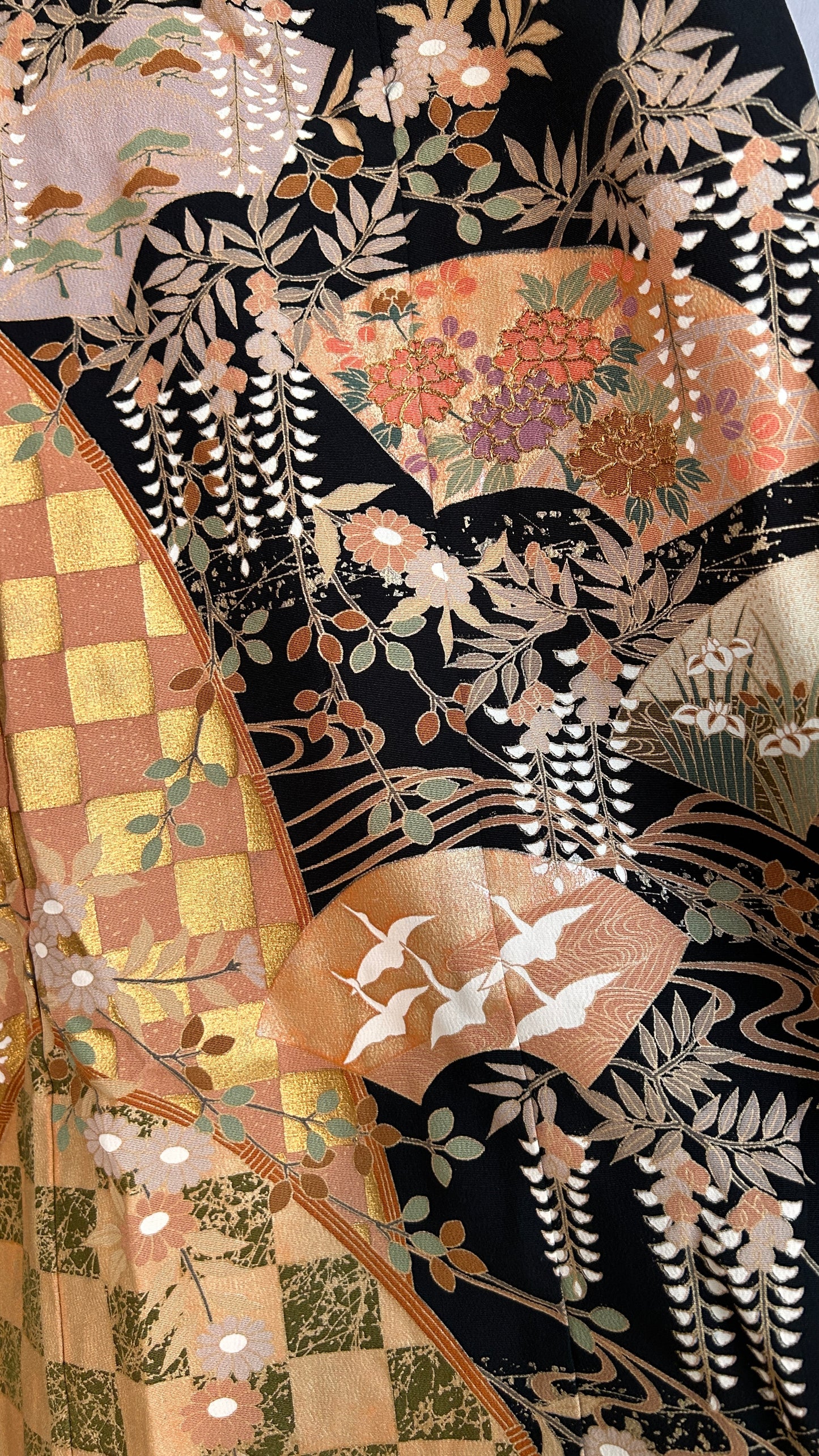 Palazzo Pants (Waist 63-71 cm) Upcycled Kimono Black