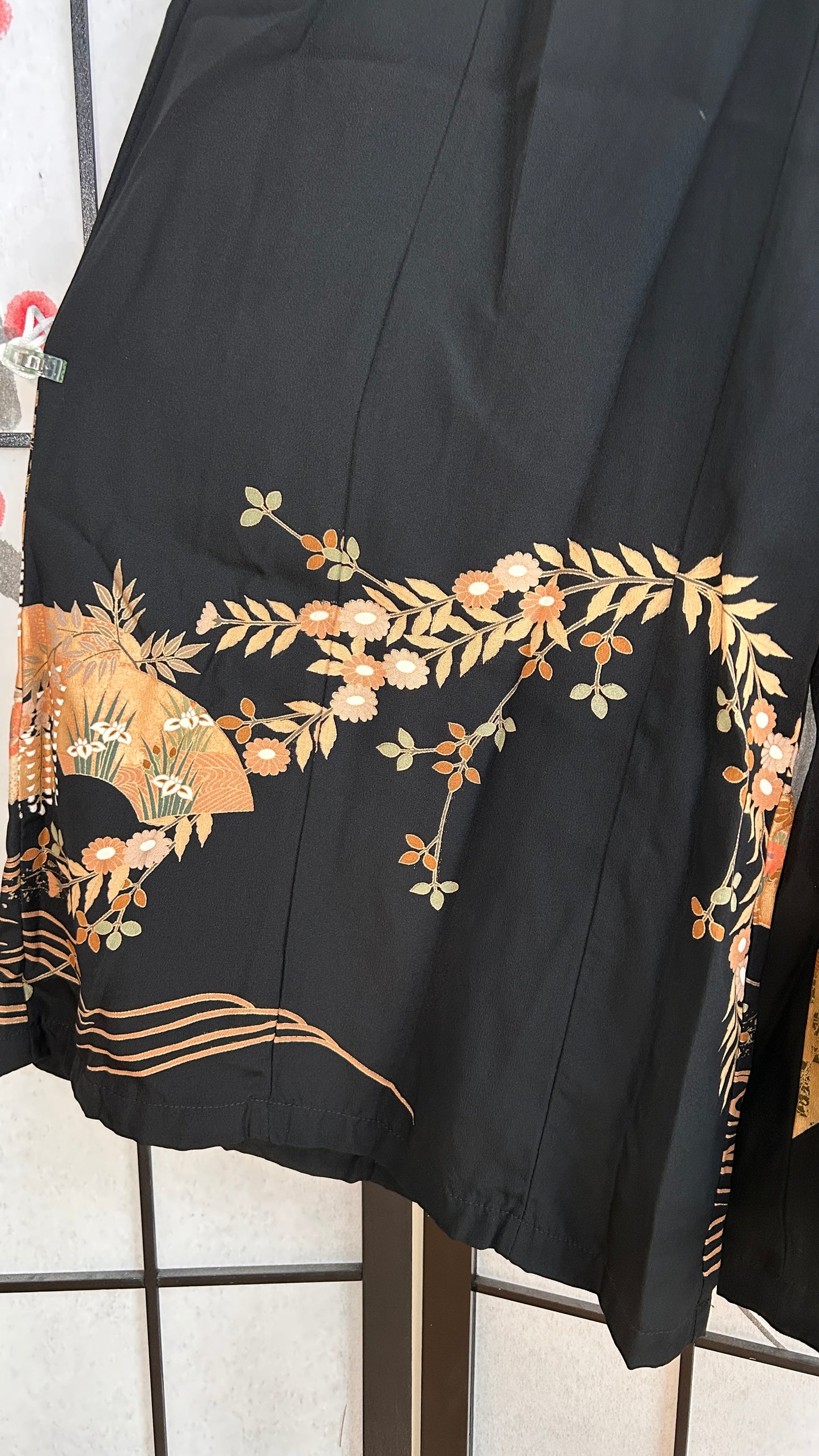 Palazzo Pants (Waist 63-71 cm) Upcycled Kimono Black