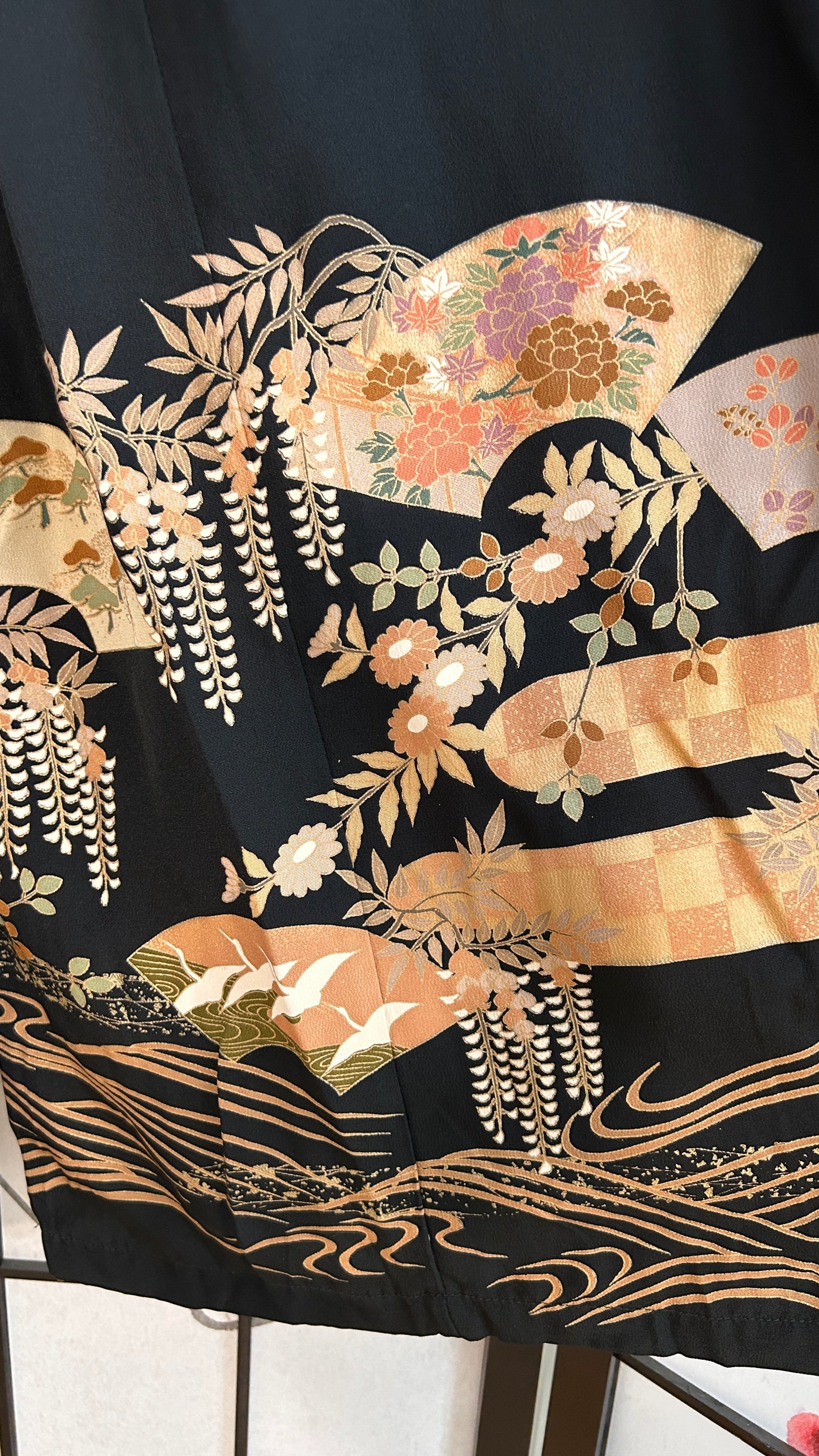 Palazzo Pants (Waist 63-71 cm) Upcycled Kimono Black