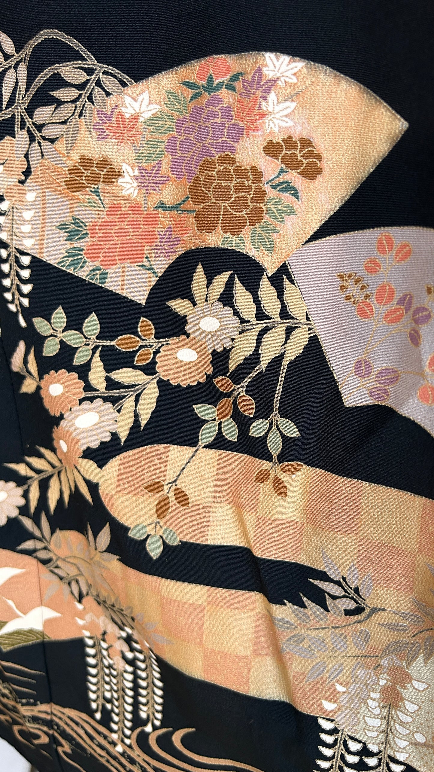 Palazzo Pants (Waist 63-71 cm) Upcycled Kimono Black