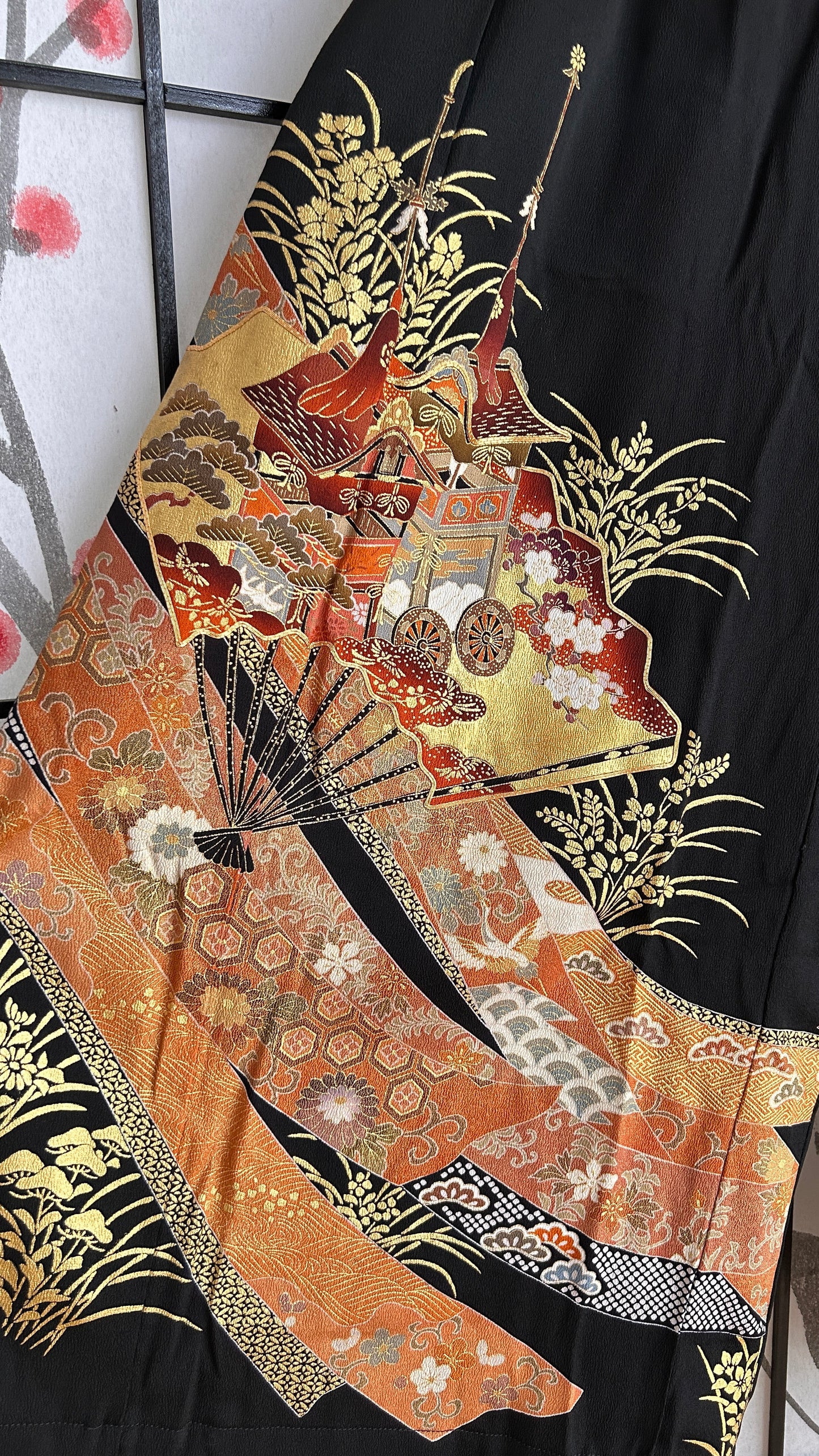 Palazzo Pants (Waist 71-78 cm) Upcycled Kimono Black