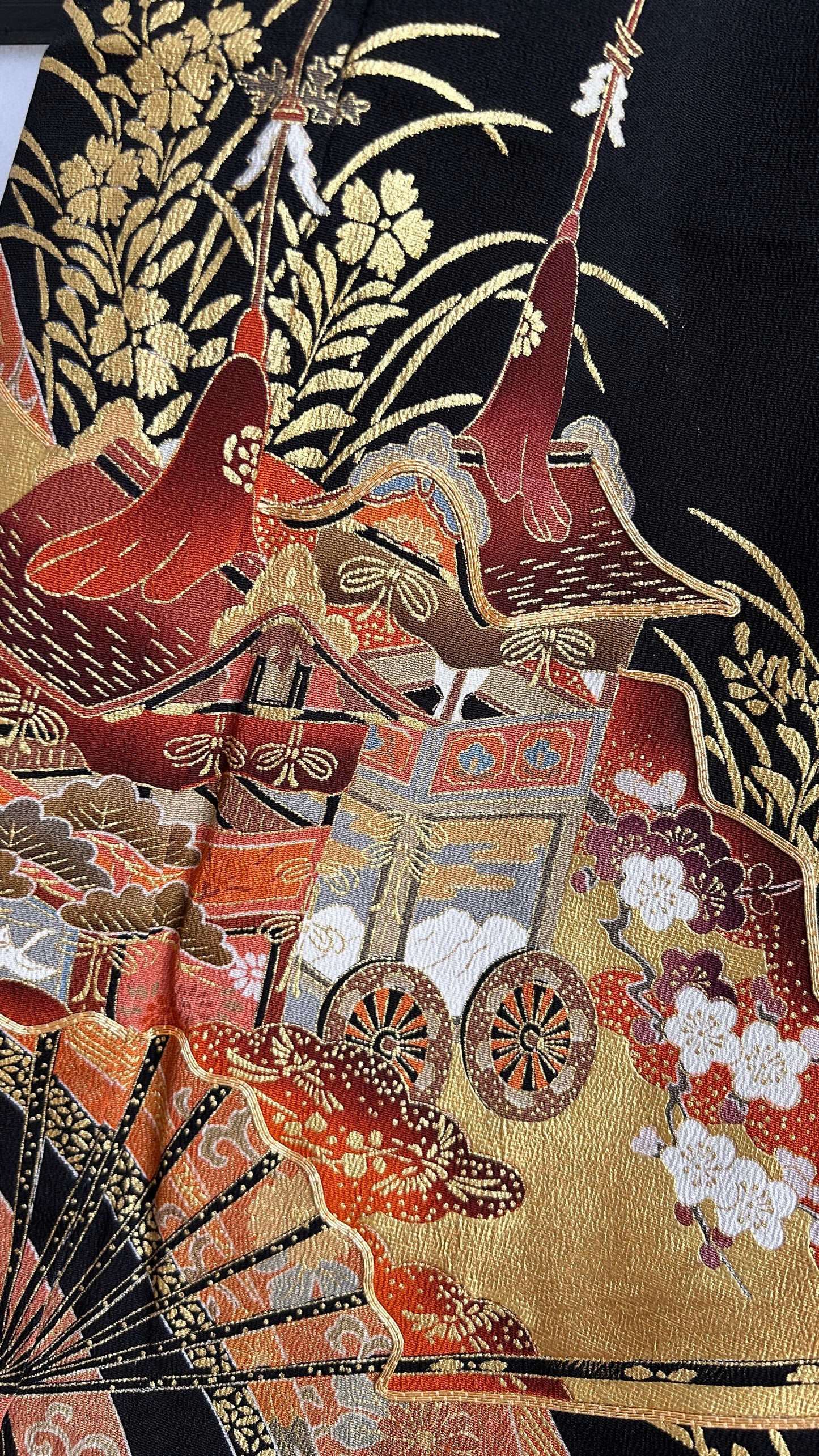 Palazzo Pants (Waist 71-78 cm) Upcycled Kimono Black