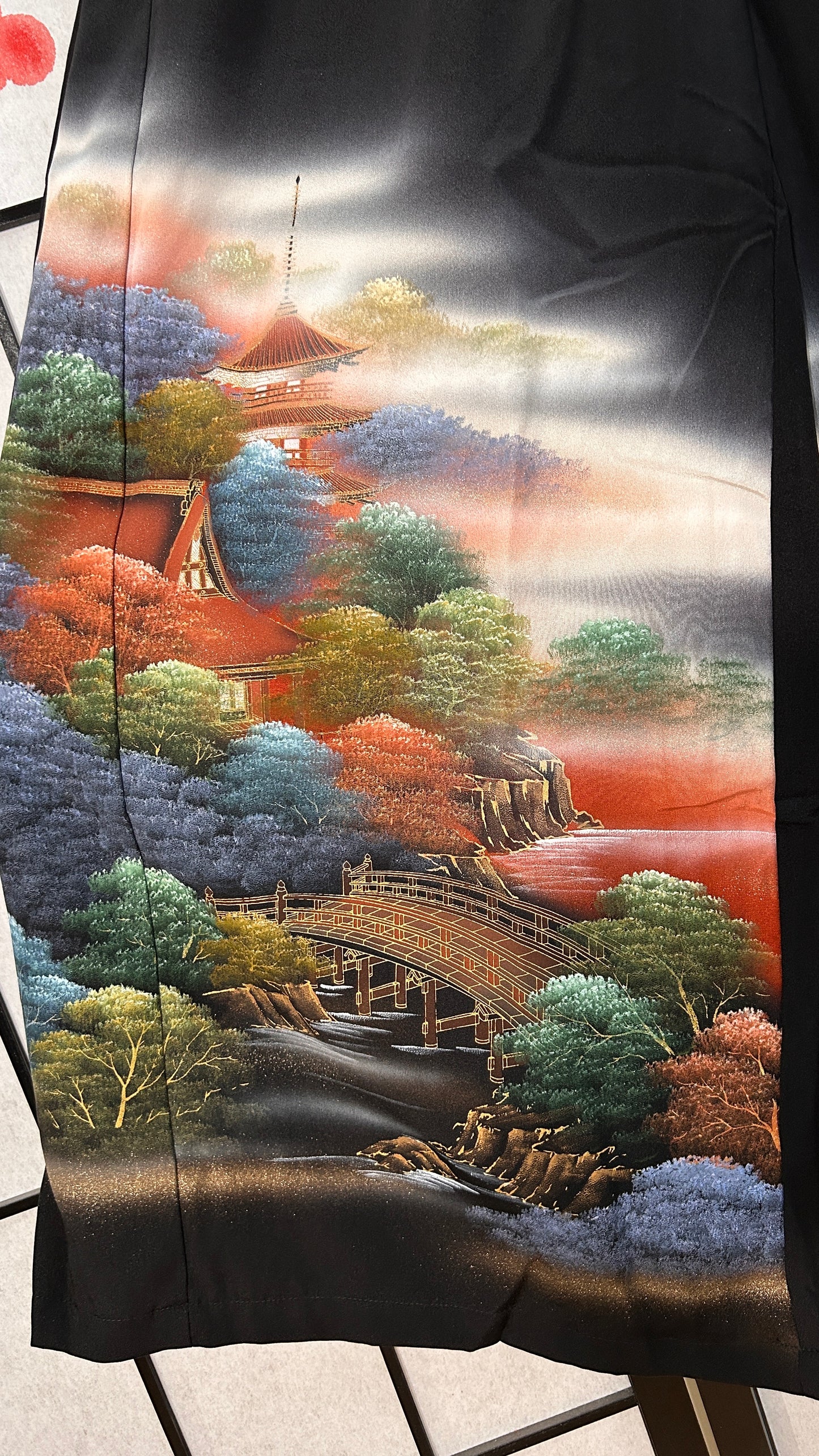 Palazzo Pants (Waist 66-73 cm) Upcycled Kimono Black