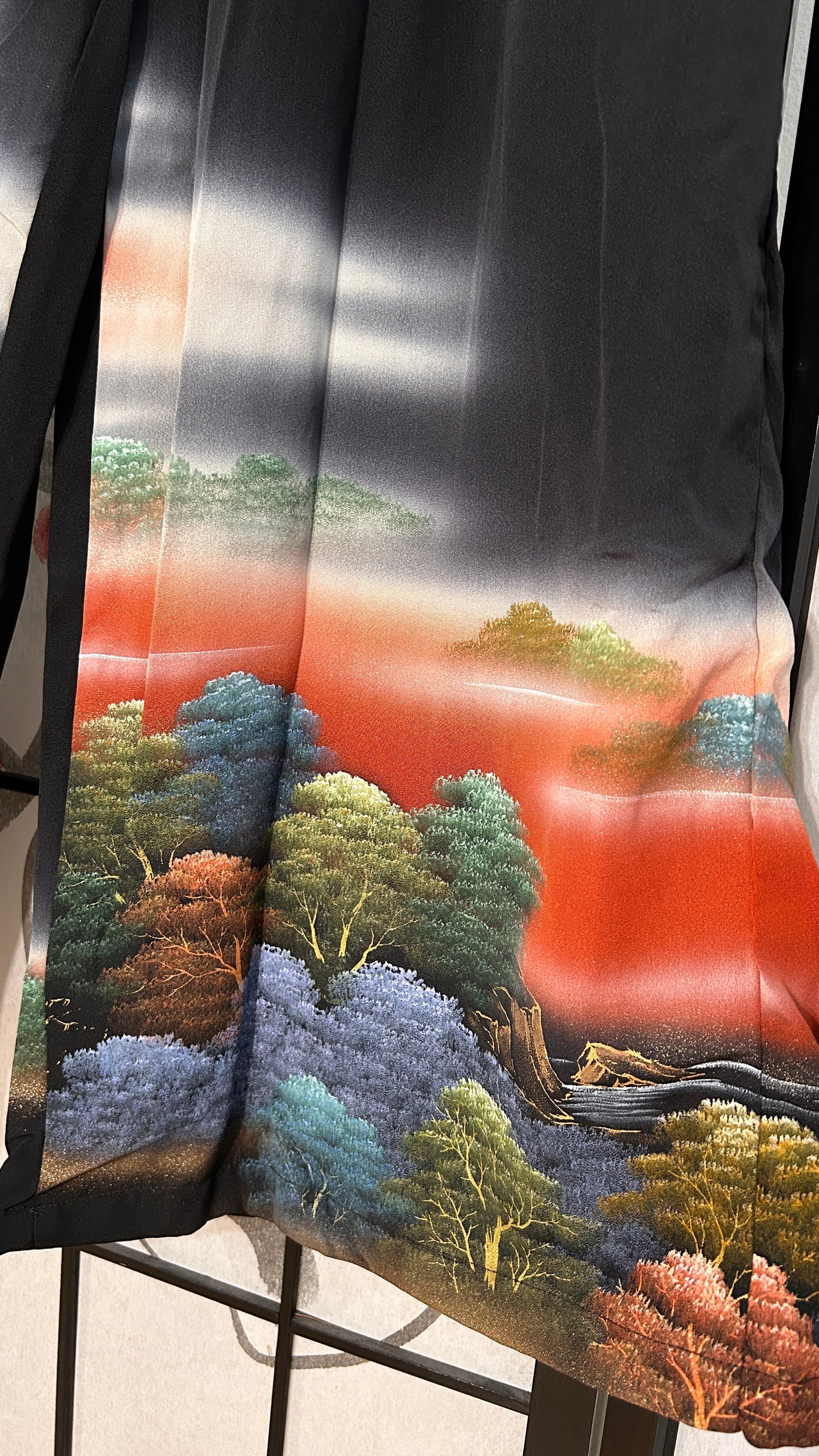 Palazzo Pants (Waist 66-73 cm) Upcycled Kimono Black