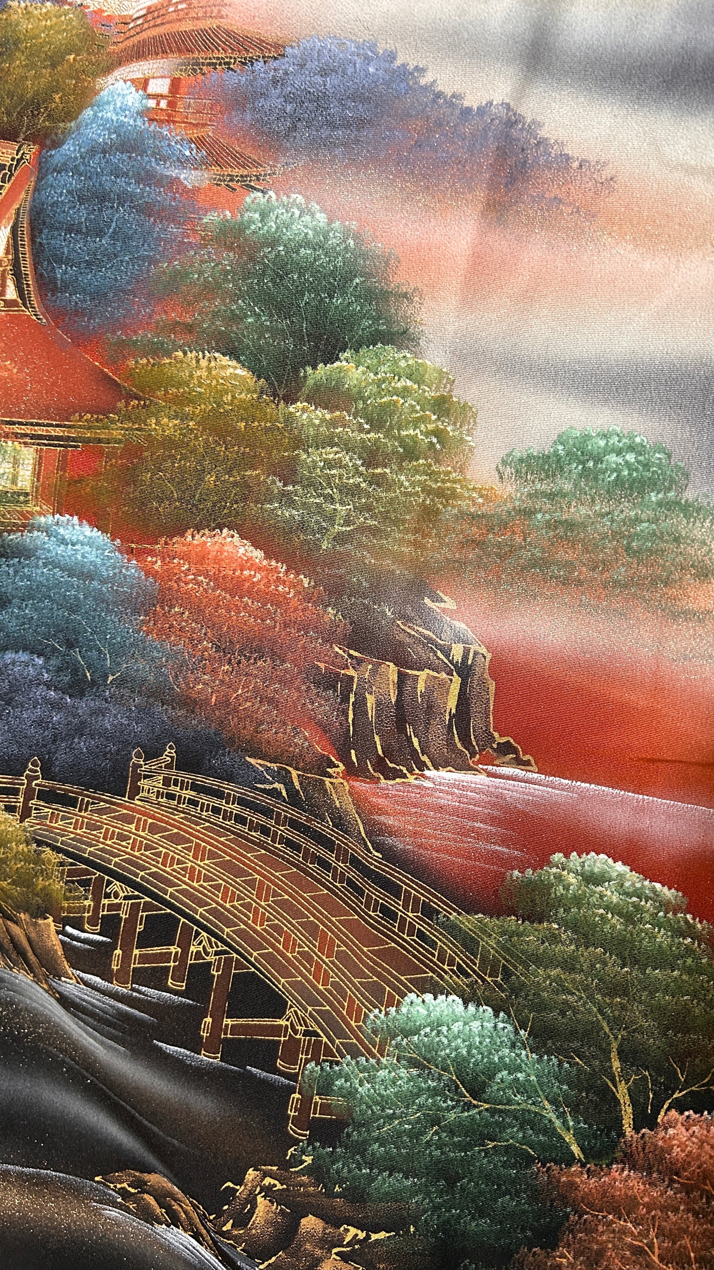 Palazzo Pants (Waist 66-73 cm) Upcycled Kimono Black