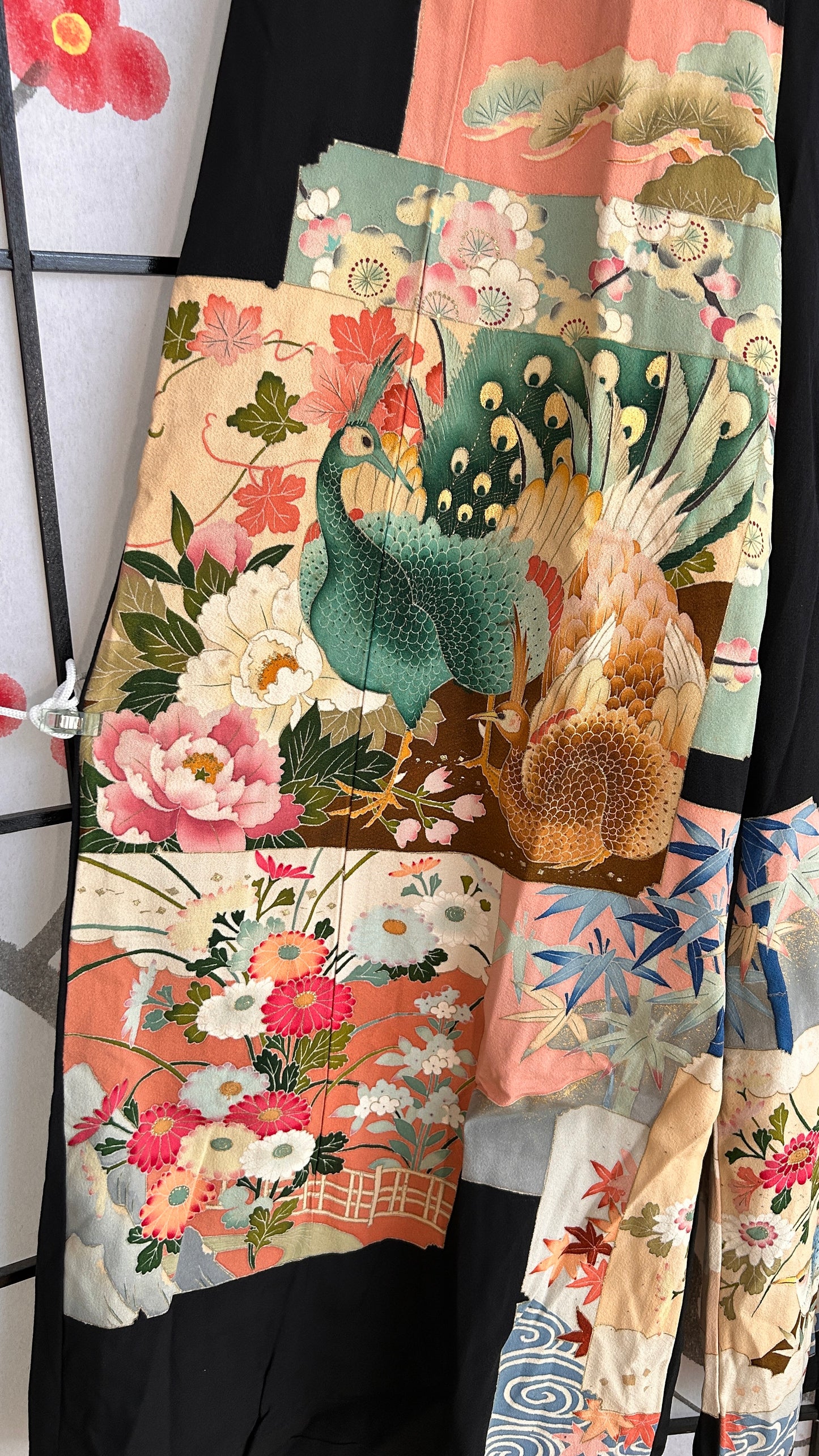 Palazzo Pants (Waist 71-78 cm) Upcycled Kimono Black