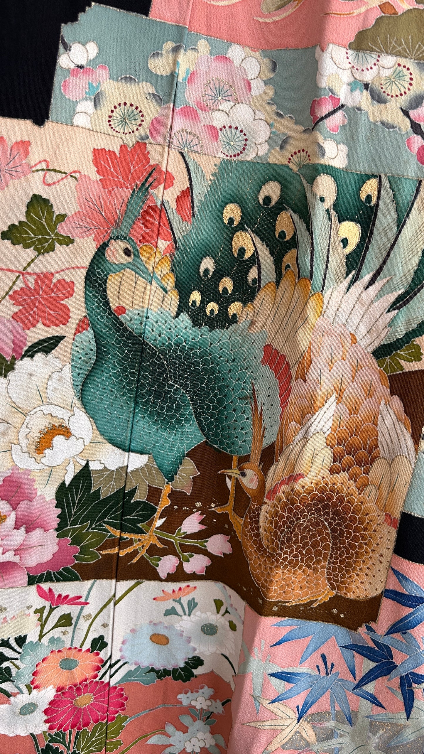 Palazzo Pants (Waist 71-78 cm) Upcycled Kimono Black