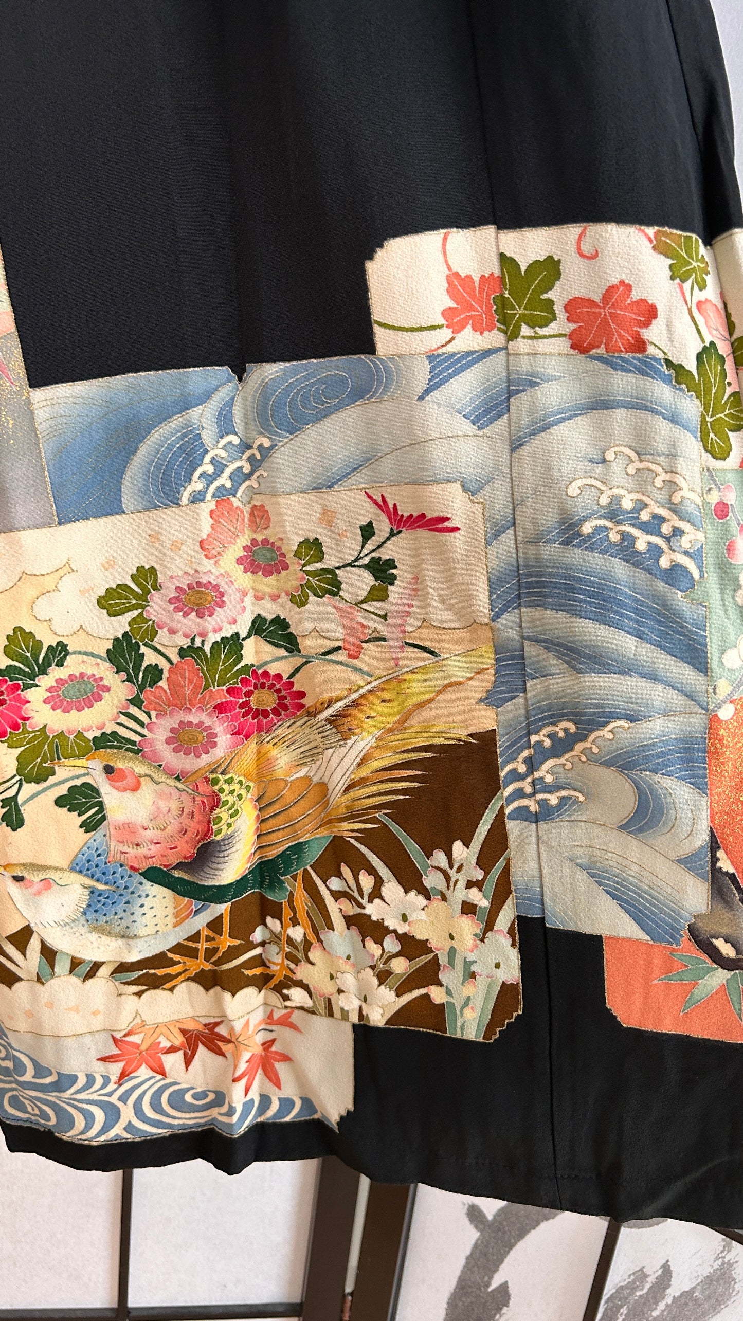 Palazzo Pants (Waist 71-78 cm) Upcycled Kimono Black