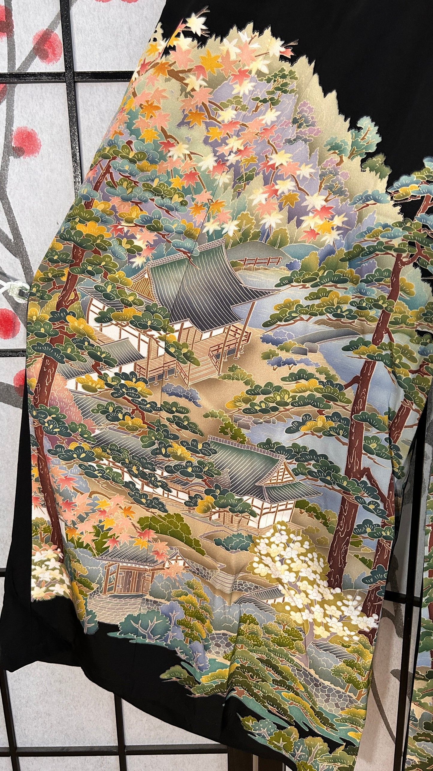 Palazzo Pants (Waist 71-78 cm) Upcycled Kimono Black