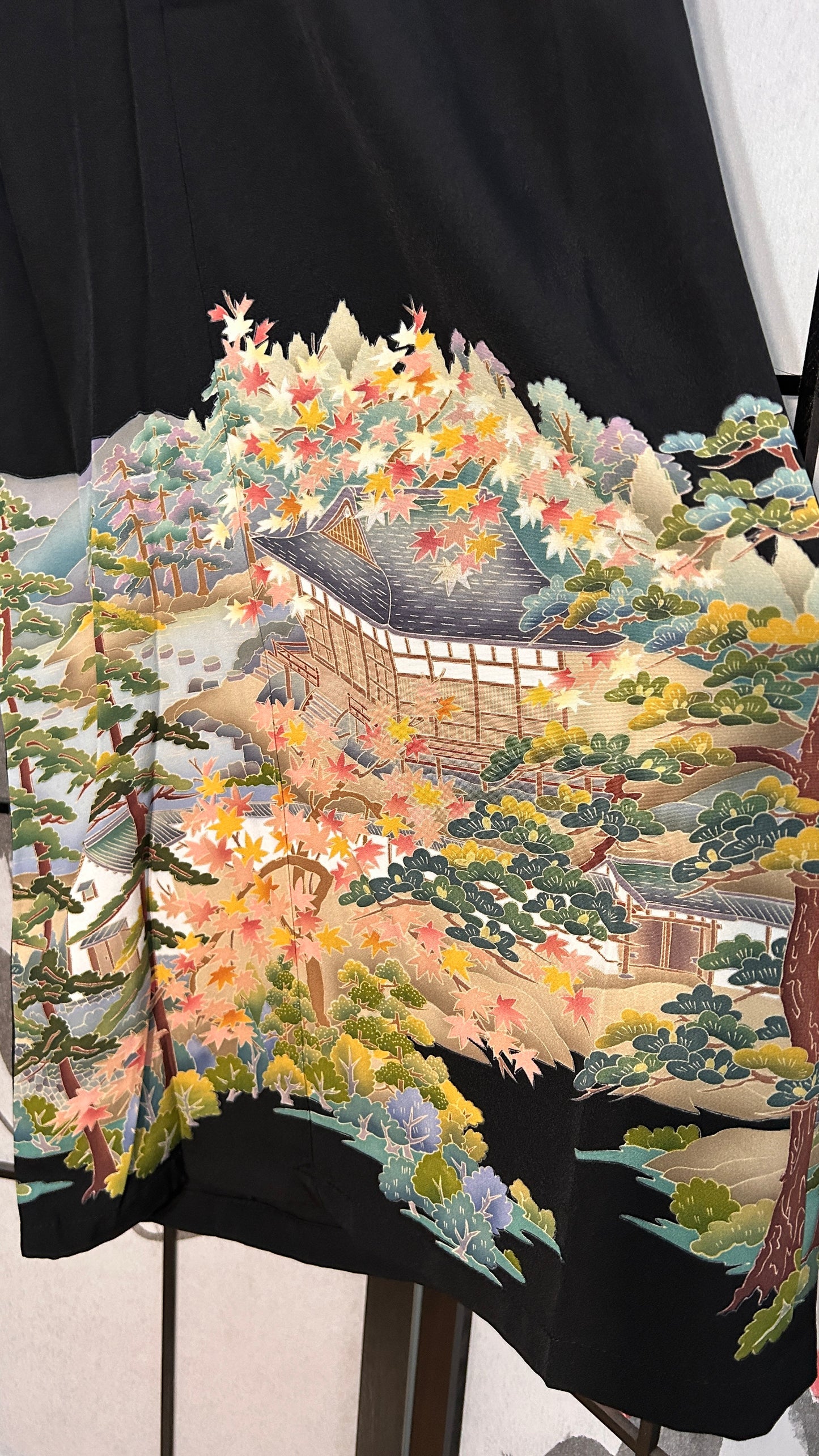 Palazzo Pants (Waist 71-78 cm) Upcycled Kimono Black