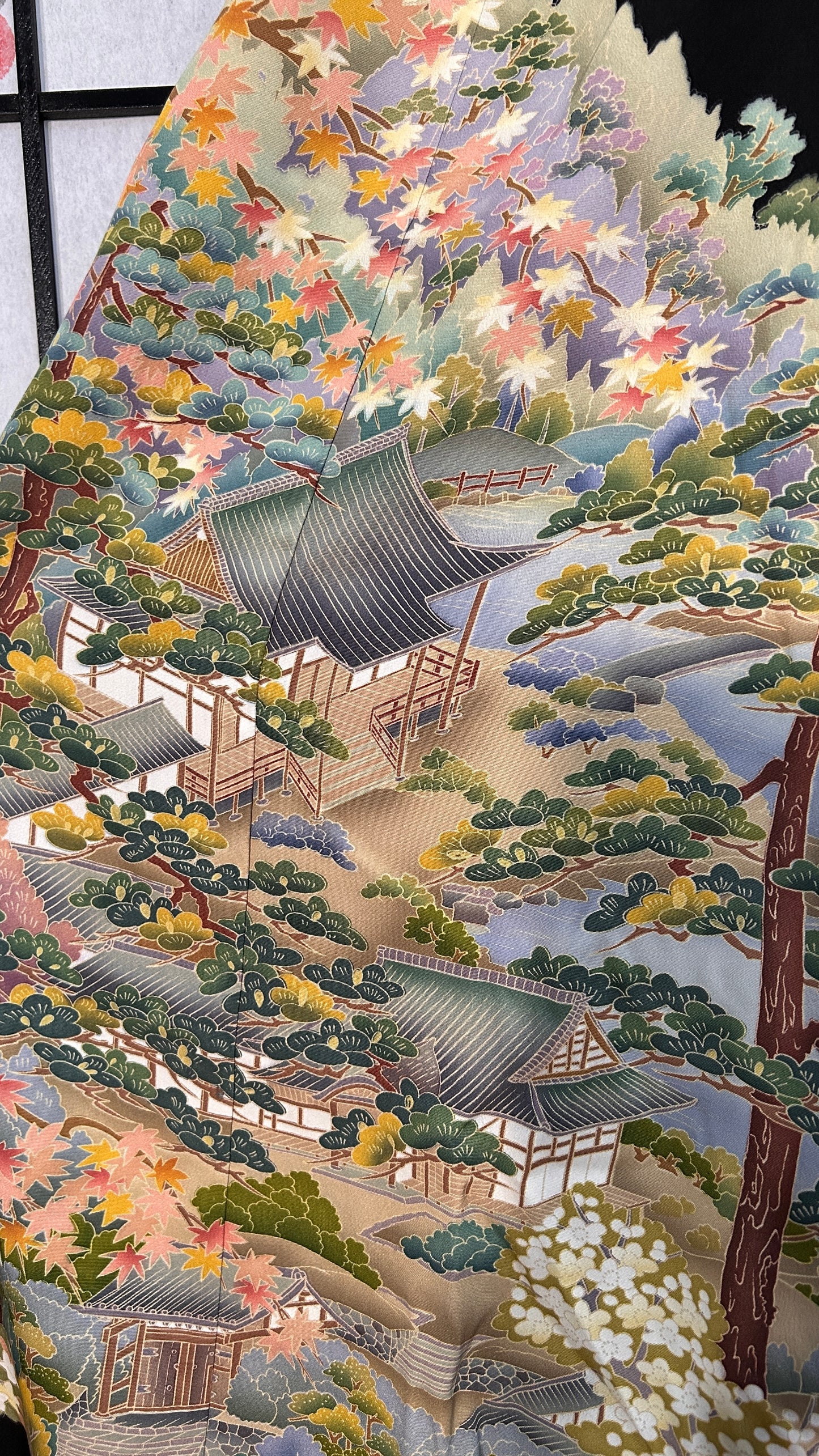 Palazzo Pants (Waist 71-78 cm) Upcycled Kimono Black