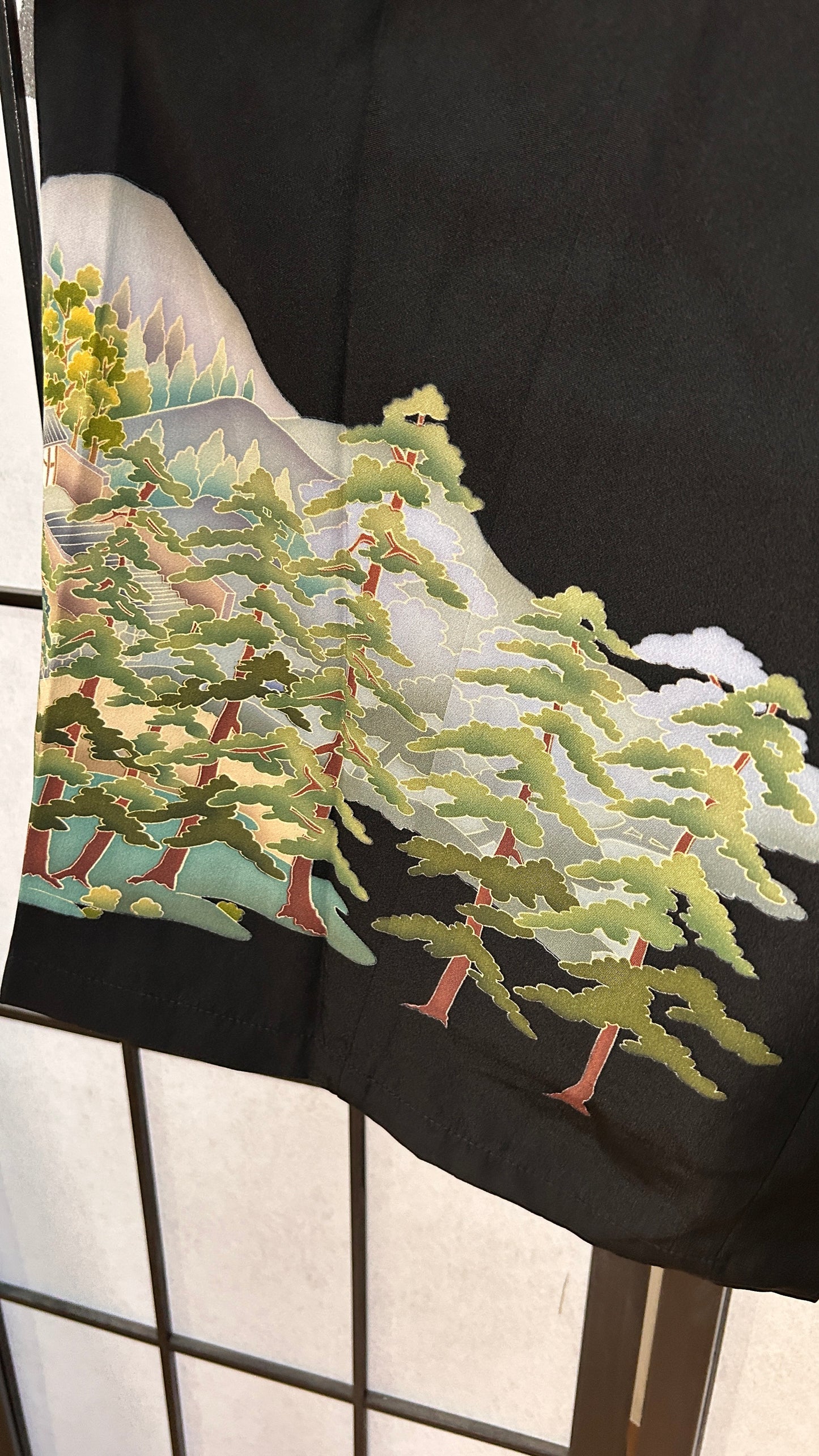 Palazzo Pants (Waist 71-78 cm) Upcycled Kimono Black