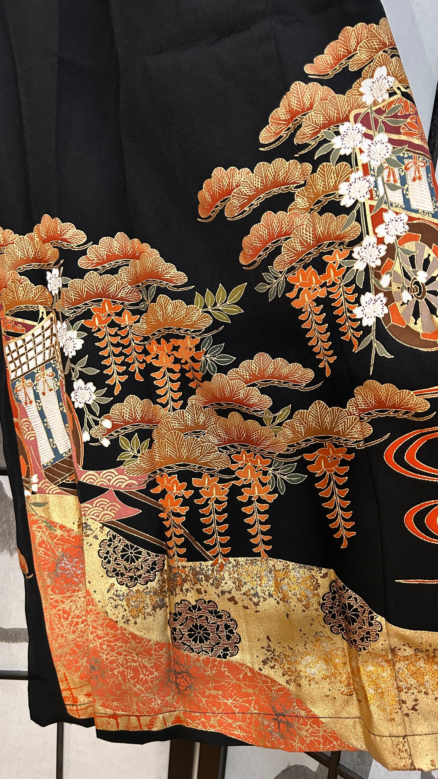 Palazzo Pants (Waist 66-73 cm) Upcycled Kimono Black