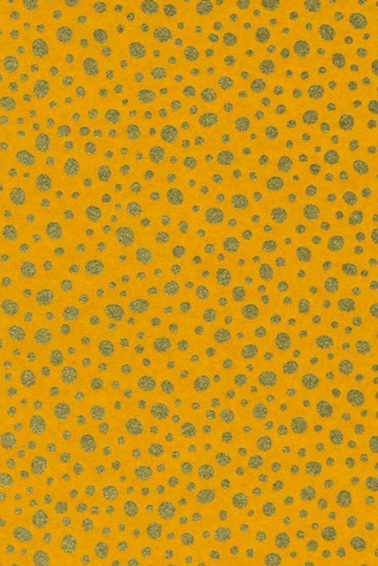 Yellow chiyogami paper with small green floral pattern