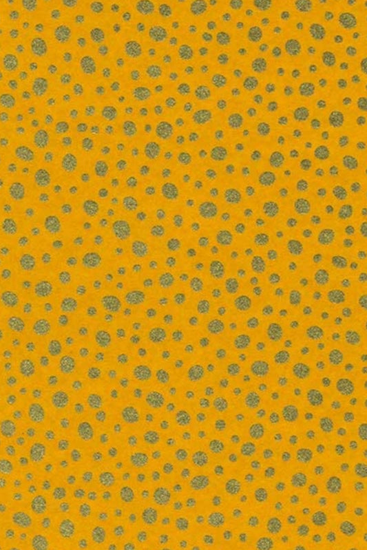 Yellow chiyogami paper with small green floral pattern