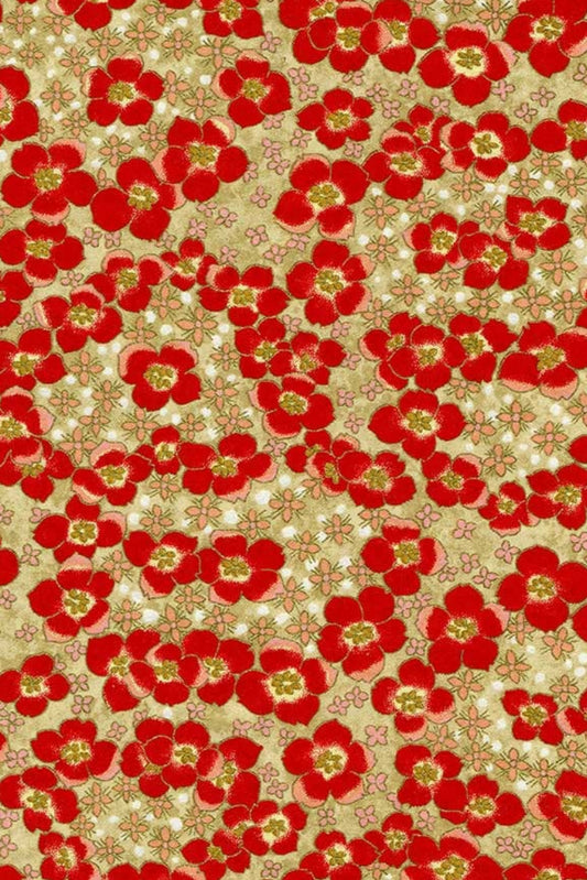 Pattern of red flowers on a beige background
