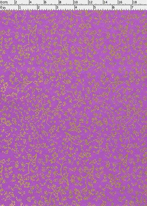 Purple fabric with gold floral pattern