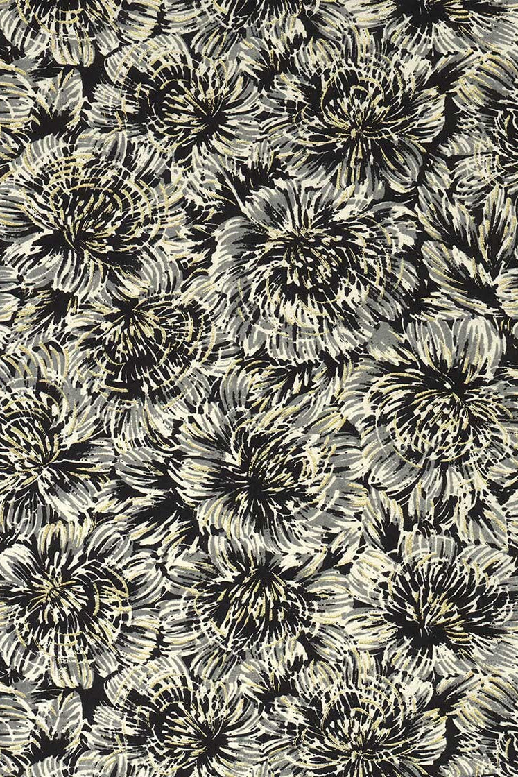 Pattern of black and white flowers on a textured background