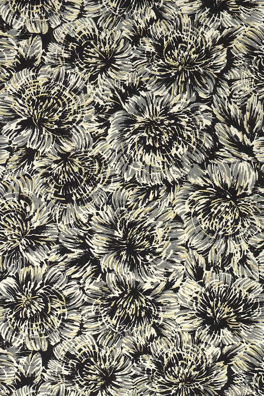 Pattern of black and white flowers on a textured background