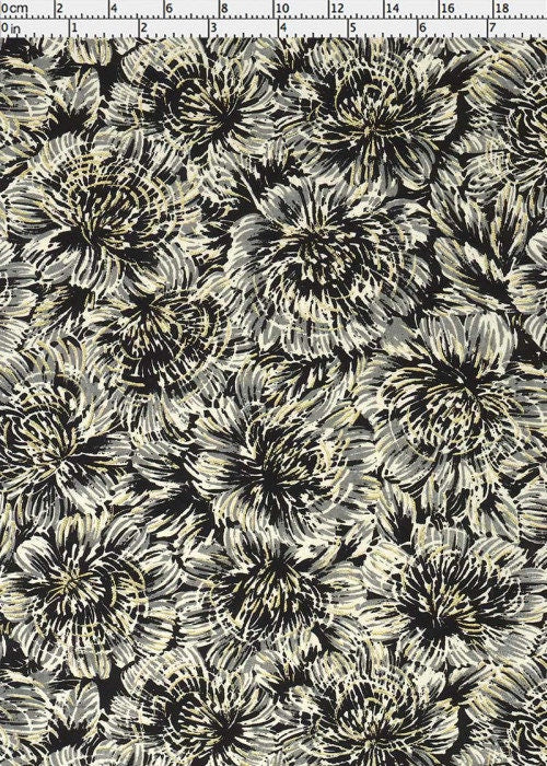 Floral pattern fabric with a ruler for scale