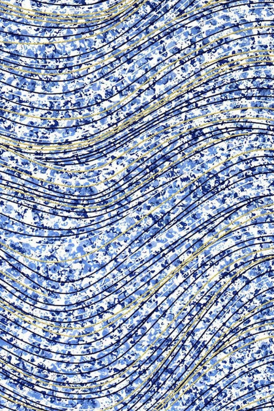 Chiyogami paper textured blue and gold pattern