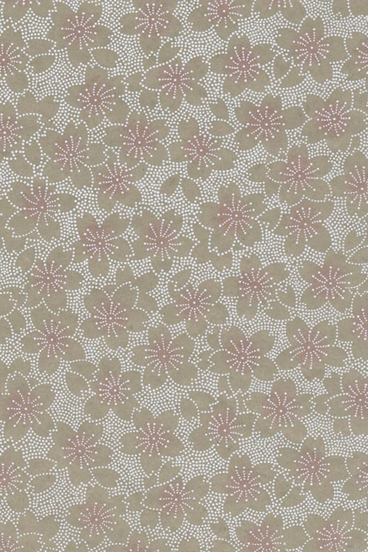 Patterned  chiyogami paper with floral design on a beige background