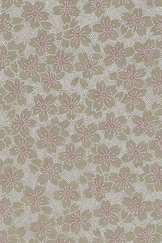 Patterned  chiyogami paper with floral design on a beige background