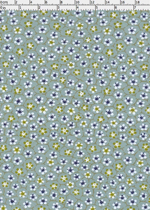 Patterned paper with small flowers on a blue background