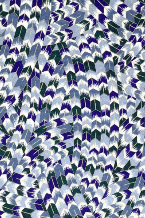 Patterned chiyogami paper with blue and green geometric design