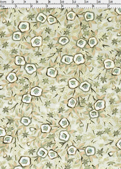 Floral patterned chiyogami paper with small flowers on a light background
