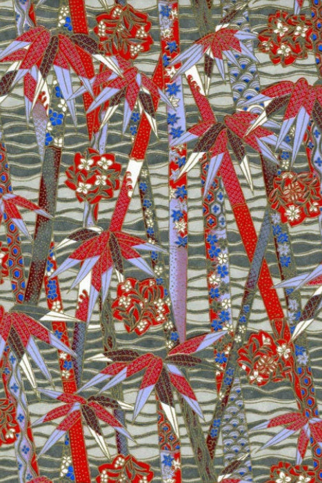 Decorative pattern with red, blue, and white elements on a textured background