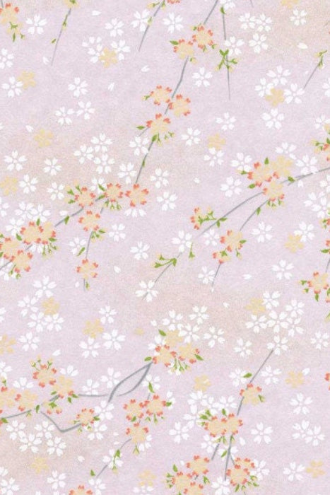 Chiyogami paper with Floral pattern with cherry blossoms on a light pink background
