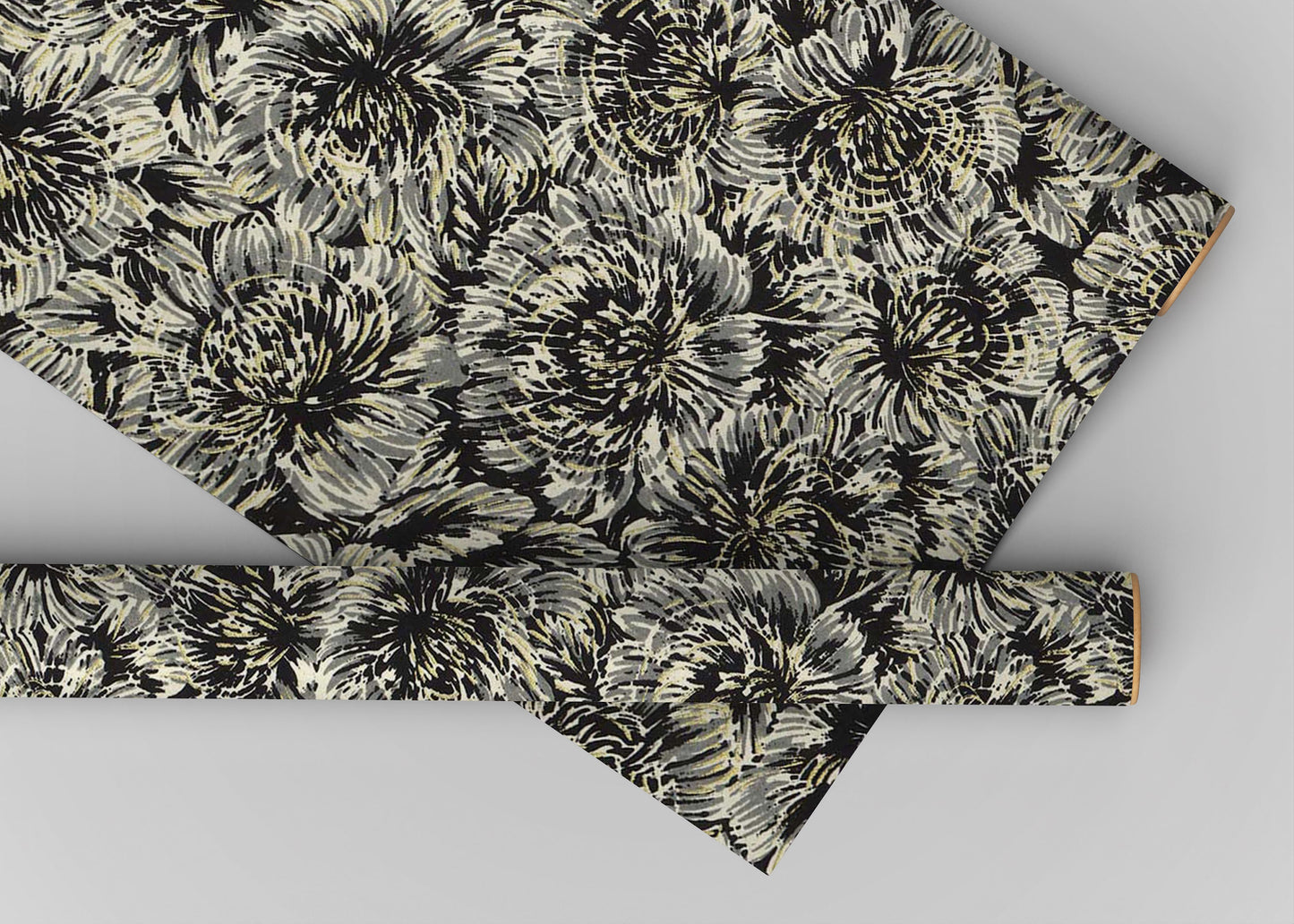 Floral patterned fabric on a gray background