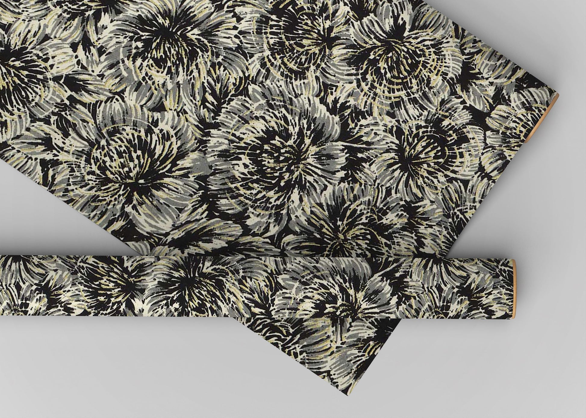 Floral patterned fabric on a gray background
