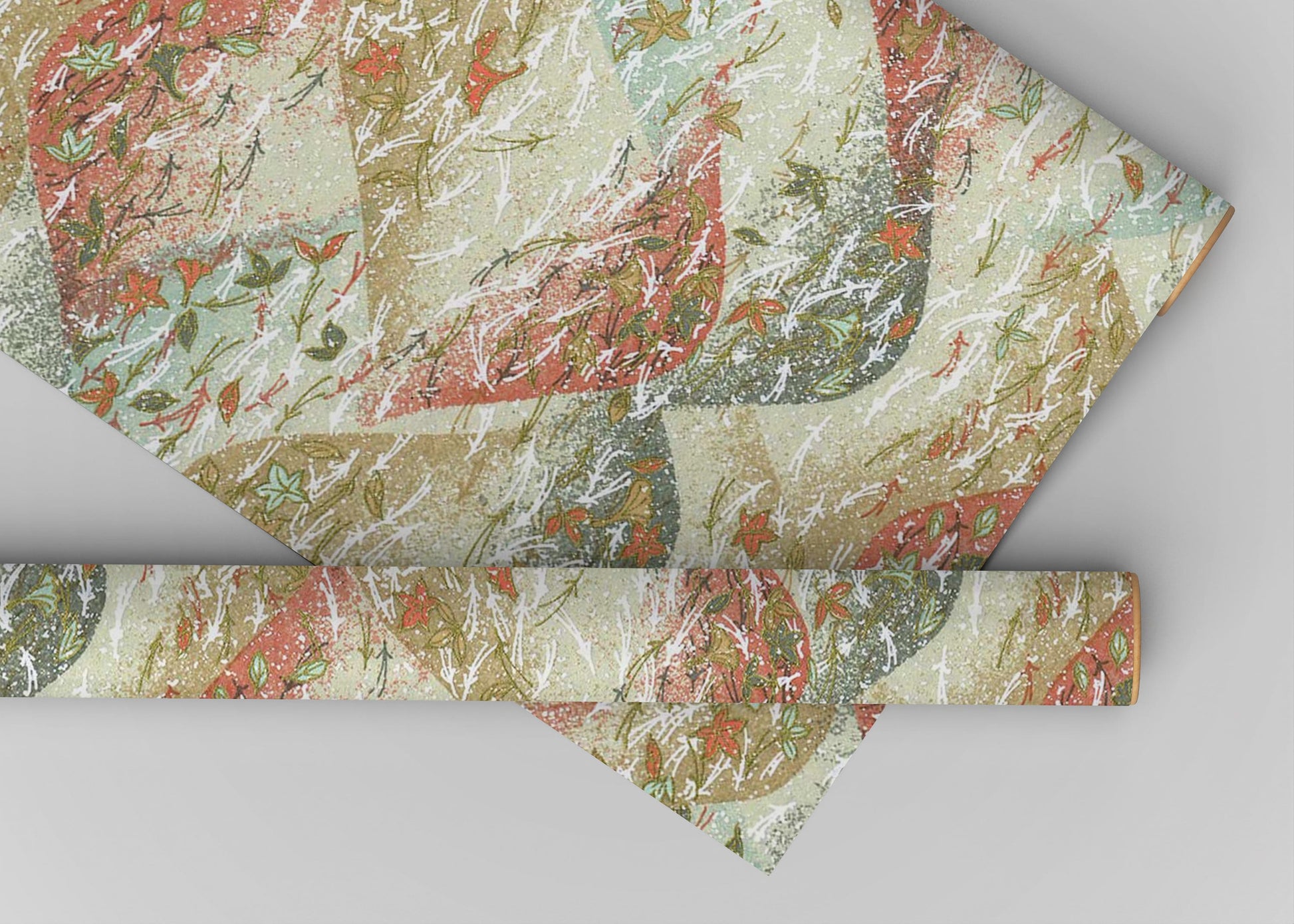 Decorative chiyogami paper with floral pattern on a gray background