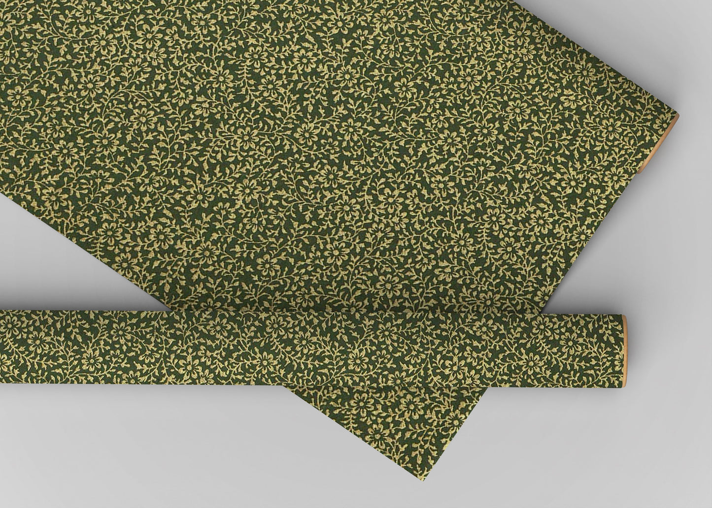 Green fabric with a subtle pattern on a gray background