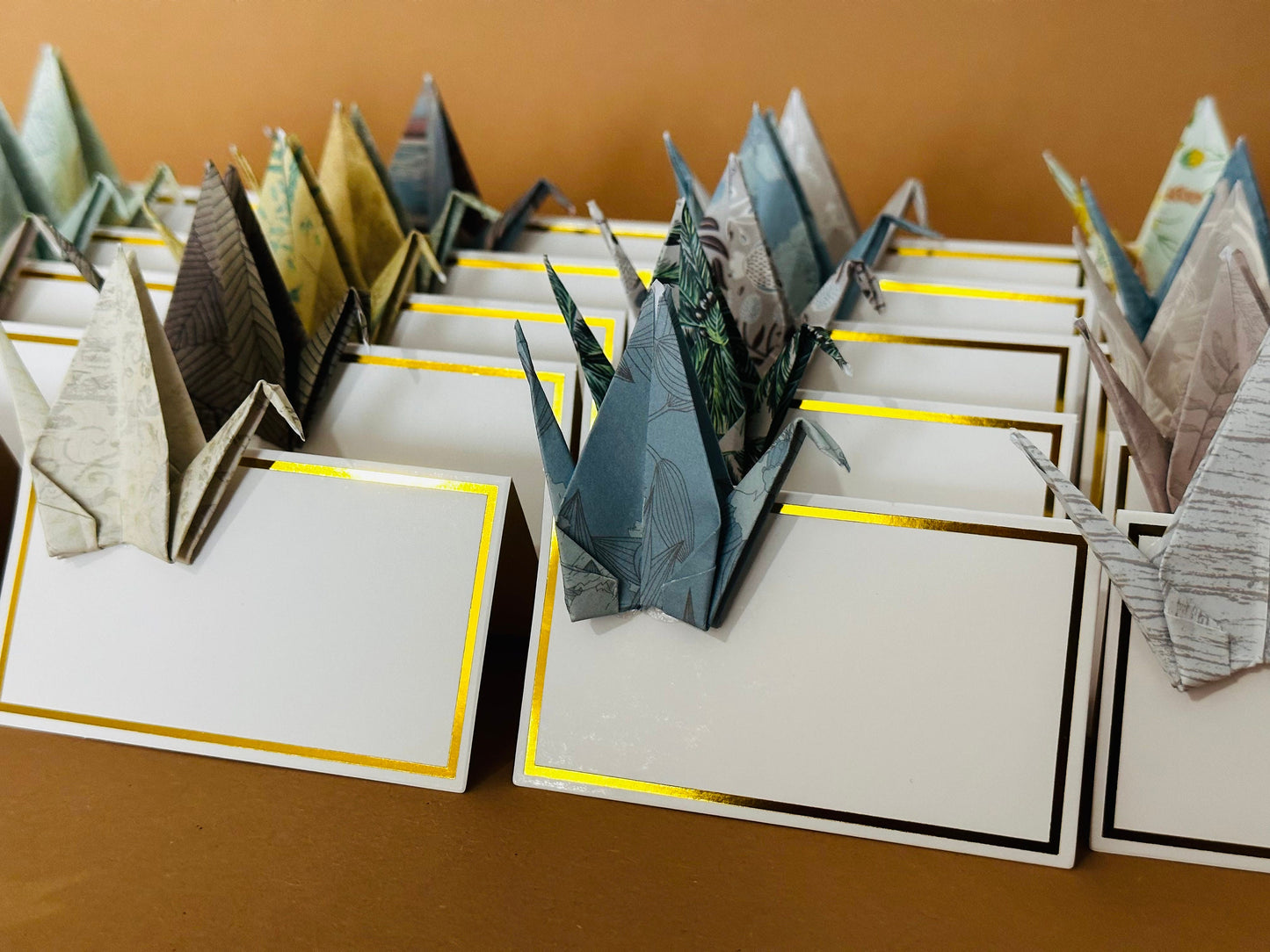 Origami place cards set of 10 | Japanese Chiyogami Nature Crane Table Decoration Handmade | Place card wedding card christening birthday party