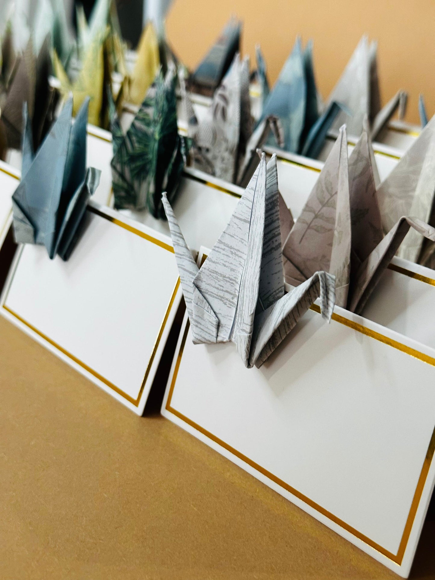 Origami place cards set of 10 | Japanese Chiyogami Nature Crane Table Decoration Handmade | Place card wedding card christening birthday party