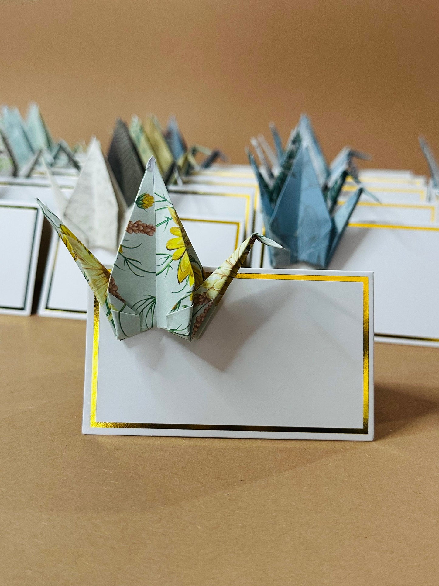Origami place cards set of 10 | Japanese Chiyogami Nature Crane Table Decoration Handmade | Place card wedding card christening birthday party