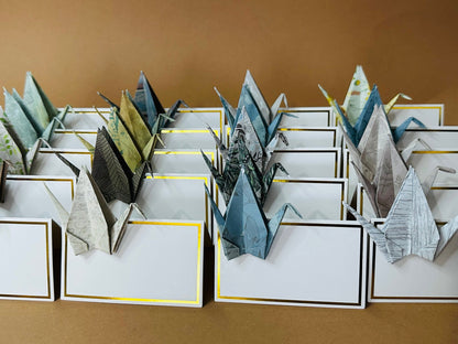 Origami place cards set of 10 | Japanese Chiyogami Nature Crane Table Decoration Handmade | Place card wedding card christening birthday party