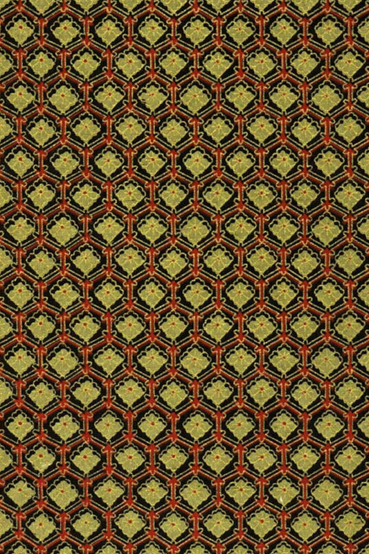 Patterned chiyogami paper with geometric design on a black background