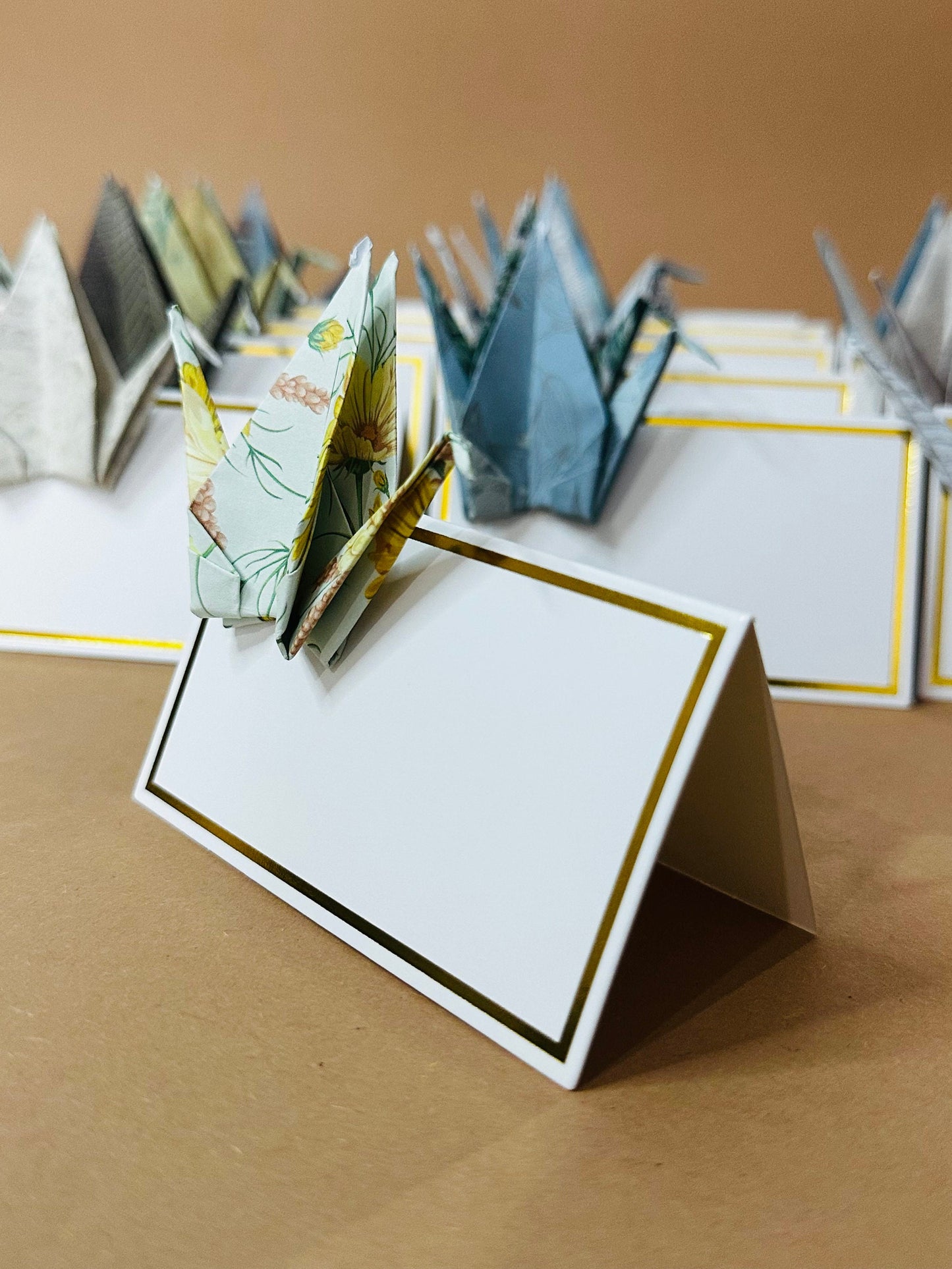 Origami place cards set of 10 | Japanese Chiyogami Nature Crane Table Decoration Handmade | Place card wedding card christening birthday party