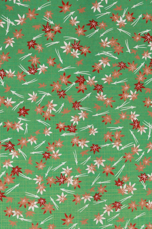 Chiyogami paper with Floral pattern on a green background