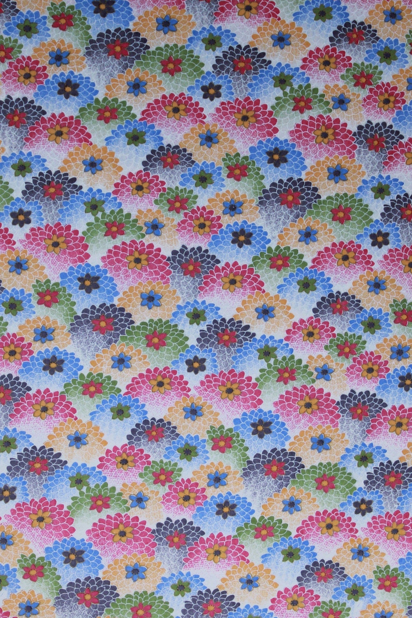 Chiyogami Paper with colorful floral pattern with multicolor waves