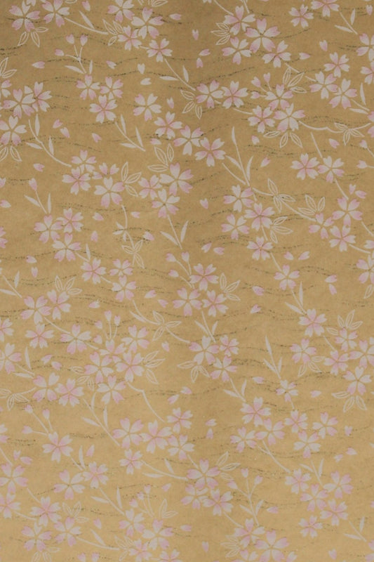 Chiyogami paper with Floral pattern on a yellow background